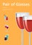 Pair of Glasses Vector Poster Design Cocktail Wine