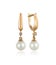 Pair of Gold Earrings with Diamonds and Pearls / Isolated