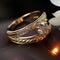 A pair of gold rings, jewelry, romantic celebration design on elegant background
