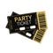 Pair of golden party tickets. Concert, party or festival ticket design template