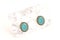 A pair of green blue turquoise earrings against a white backdrop