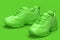 Pair of green casual sporting shoes. 3D illustration