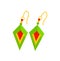 Pair of green earrings icon. vector clip art of women accessories