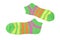 Pair Green, Orange, Yellow and Violet Striped Ladies Socks