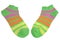 Pair Green, Orange, Yellow and Violet Striped Ladies Socks