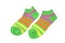 Pair Green, Orange, Yellow and Violet Striped Ladies Socks