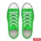 Pair of green simple sneakers. Realistic Vector