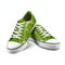 Pair of green sneakers isolated on white background with clipping path