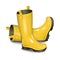 Pair of gumboots. Rain yellow boots isolated on white background