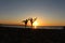 A pair of gymnasts athletes. Silhouette photo