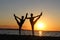 A pair of gymnasts athletes. Silhouette photo