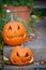 Pair of Halloween Jack-O-Lanterns