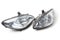 Pair of halogen headlights for a German auto optical equipment with corrector and lens inside on white isolated background in