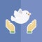 Pair of hands holding a peace pigeon icon Vector