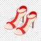 Pair of high heel red female shoes isometric icon