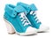 Pair of high-heeled turquoise female shoes