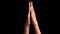 Pair of human hands coming up and doing famous popular Namaste or Namaskar and Namaskaram or nameste hand gesture or yoga mudra is