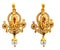 pair of indian gold earrings with pearls and diamonds, india