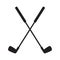 Pair of iron or wedge golf club flat vector icon for sports apps and websites