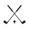 Pair of iron or wedge golf club with golf ball flat vector icon for sports apps and websites