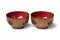 Pair of Japanese decorated small soup bowls on white background