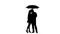 Pair kissing under the umbrella. Silhouette. White background