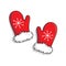 Pair of knitted christmas mittens isolated on white background.