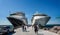 Pair of large Cruise Ships including Cunards Queen Victoria moored at Visby, Gotland, Sweden