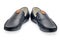 Pair leather dark blue color male moccasins