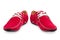 Pair leather red color male moccasins