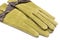 Pair of leather suede gloves for woman. White background