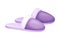 Pair of lilac slippers, soft comfortable textile footwear for home, flip flops shoes cartoon vector illustration