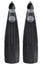 A pair of long black fins for underwater hunters or for free divers, on a white background