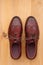 A pair of men`s dress shoes wingtip brogue leather oxford
