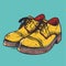 A pair of men\\\'s very worn and dirty shoes, simple vector