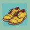 A pair of men\\\'s very worn and dirty shoes, simple vector