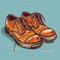 A pair of men\\\'s very worn and dirty shoes, simple vector