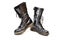 Pair of mid-calf 14 eyelet black lace-up boots