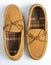 Pair of Moccasin Slippers Top View Flipped