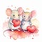 A pair of mouse in love. Cartoon illustration. High quality illustration