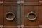 Pair of old rusty iron door handles