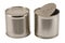 Pair open used silver metal cans isolated white