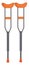 A pair of orange crutches vector or color illustration