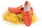 Pair of orange male shoes
