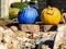 Pair of painted pumpkins greet passerbys