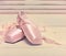 Pair of a pale pink ballet point shoes