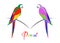 Pair of parrots tropical bird icon image illustration design colorful