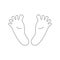 Pair people foot. Line human footprints. Barefoot outline symbol.