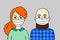 A Pair Of People Wearing Face Masks, Men With Brown Beard And Women With Red Hair. Two Young Adults, Respirators