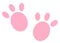 A pair of pink colored simple symbol impression of a pets paws white backdrop